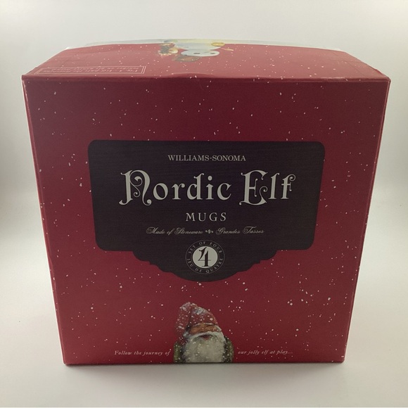 William Sonoma Nordic Elf Pre-Owned 3 Piece Mug Set And Santa Spreader - Picture 3 of 13